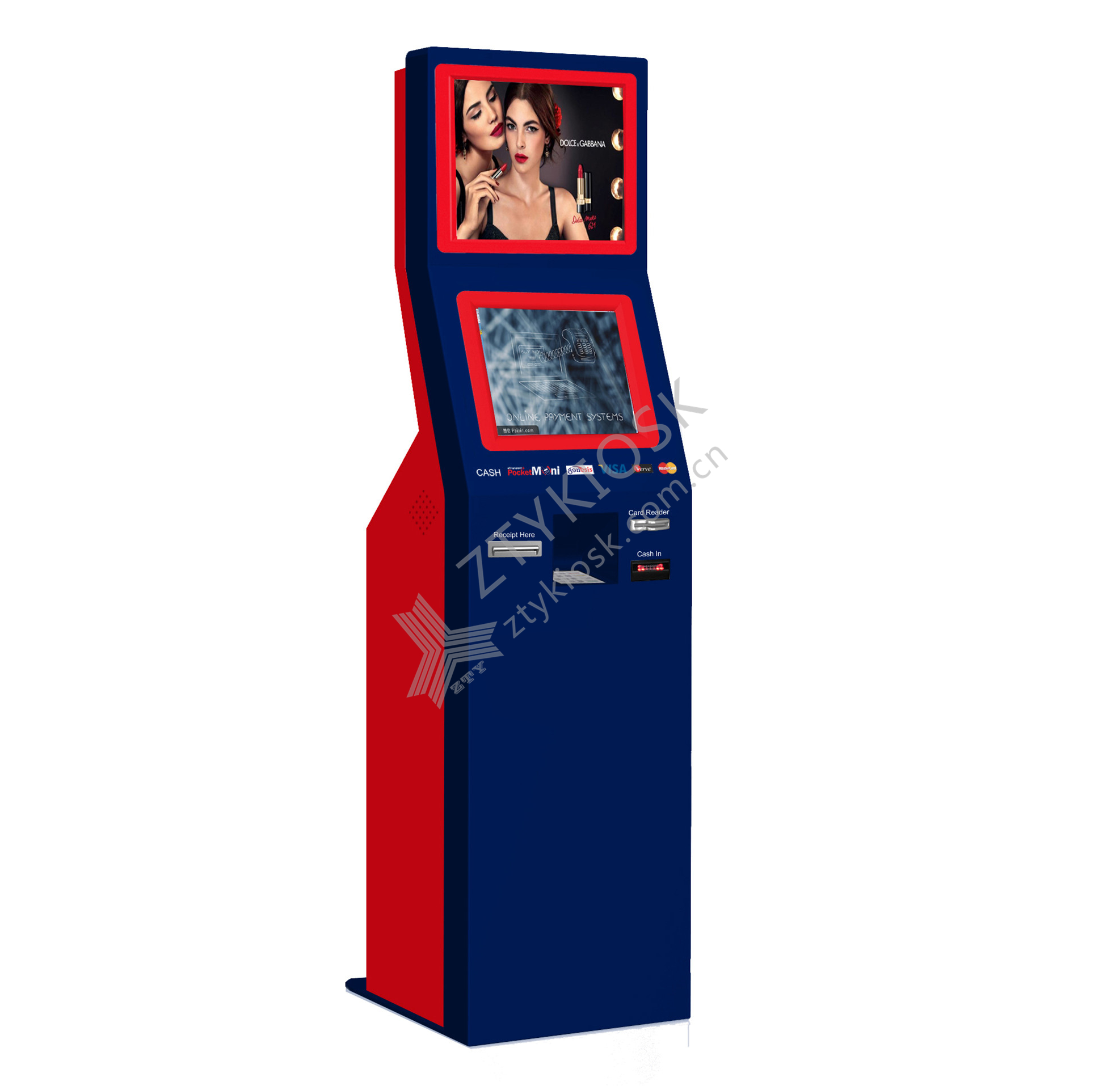 Dual-Screen Cash/Cashless payment kiosk